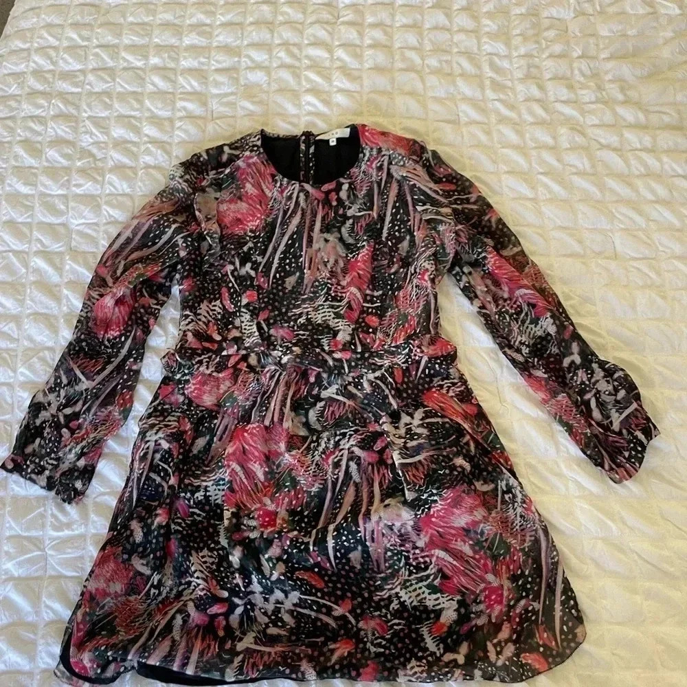IRO Deylfe silk ruffle printed mini dress - Picture 7 of 10